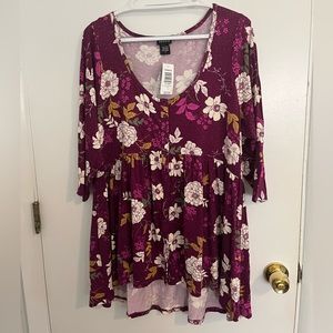 Torrid Babydoll Blouse with buttons. Size 1